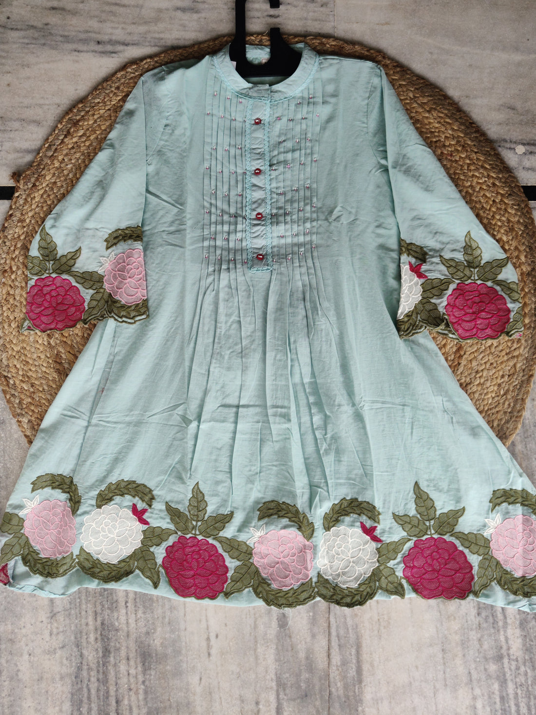 Azure Bloom | Floral Embroidered Powder Blue Co-Ord Set | Kurta Pant Set