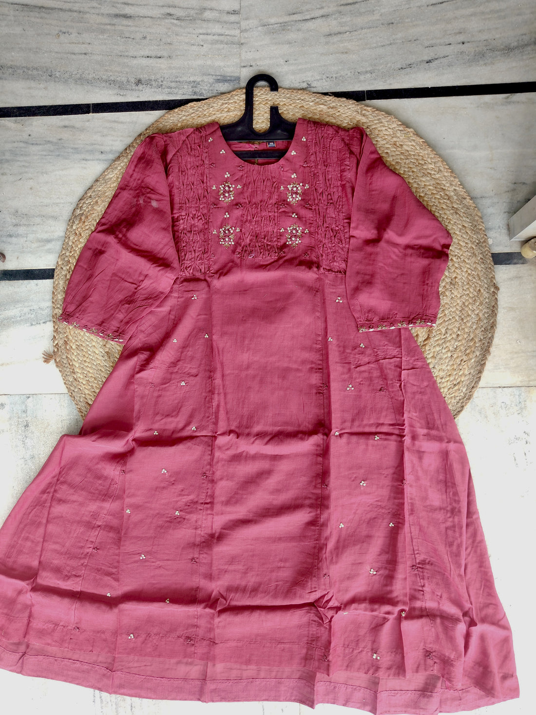 Plum Affair | Plum Pink Hand Embroidered Kurti Set with Dupatta