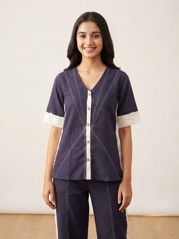 Indigo Fringe Edit | Indigo Blue Cotton Co-Ord Set | Fringe Details & Stitchline Work