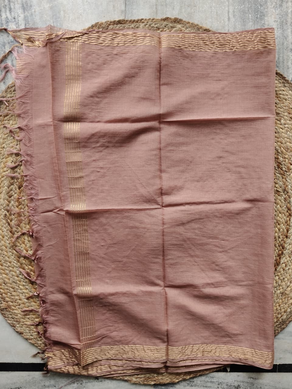 Rose Anarkali | Dusty Rose Premium Mul Chanderi Pleated Anarkali Suit Set with Kota Doriya Dupatta