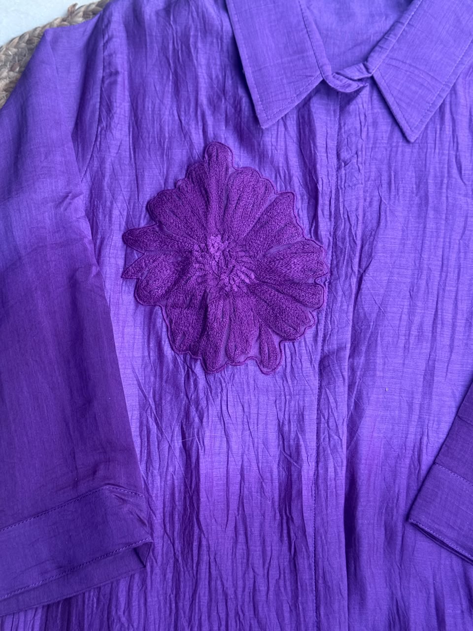 Royal Purple Ombre Co-Ord Set - Crinkled Silk Shirt Tunic & Trousers ✨🦋
