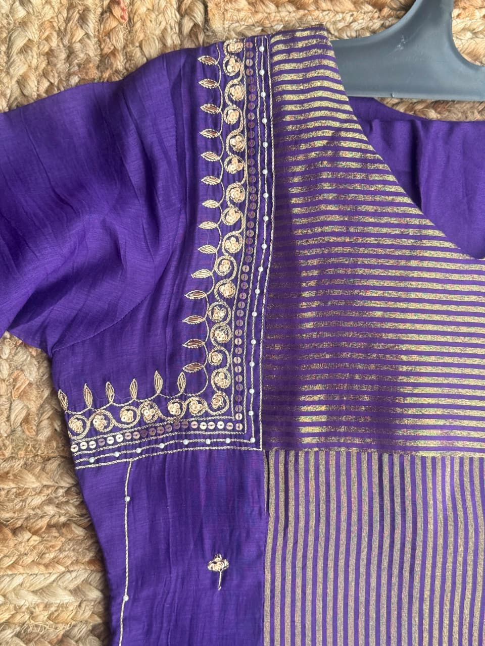Royal Purple Mul Chanderi Embroidered 3-Piece Suit Set - Kurta, Pants & Dupatta ✨💜