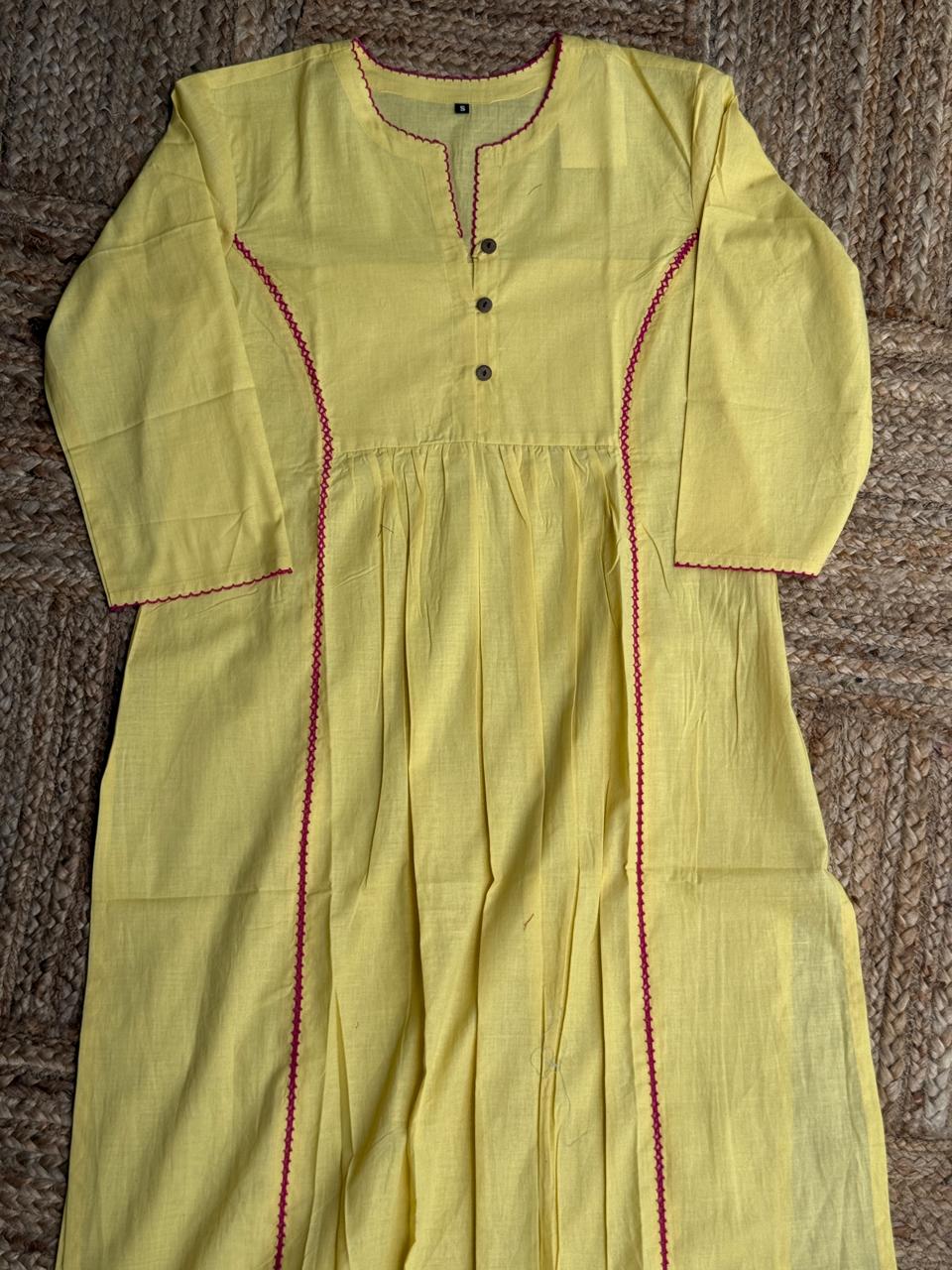 The Sunshine Marigold Set 💛 – Lemon Yellow Mul Chanderi Lace Work 3-Piece Kurta, Pant & Dupatta Set