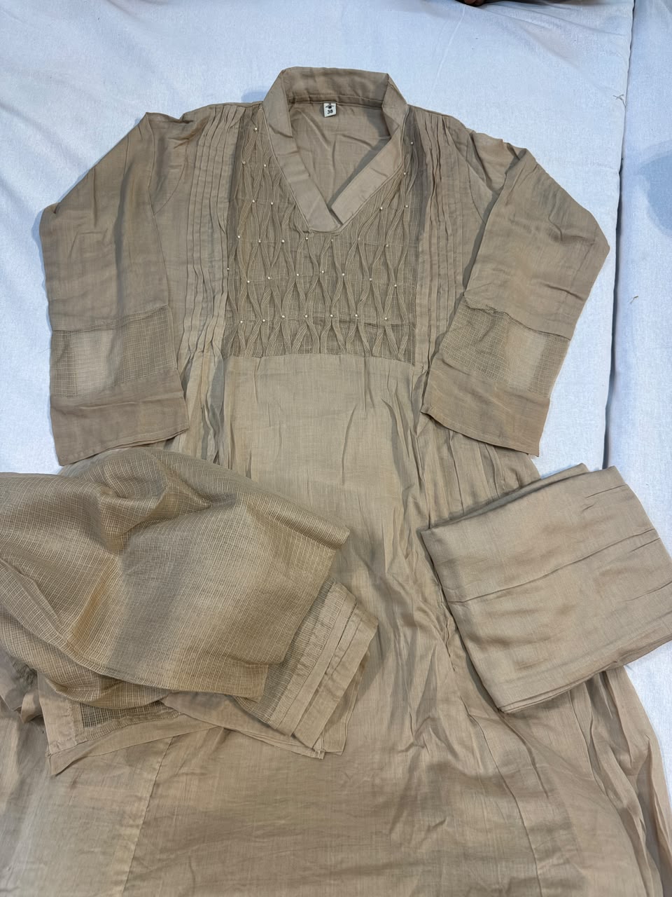 Prism Edit | Multi-Color Pearl Detailing Doriya Suit | 3-Piece Kurta Set with Dupatta